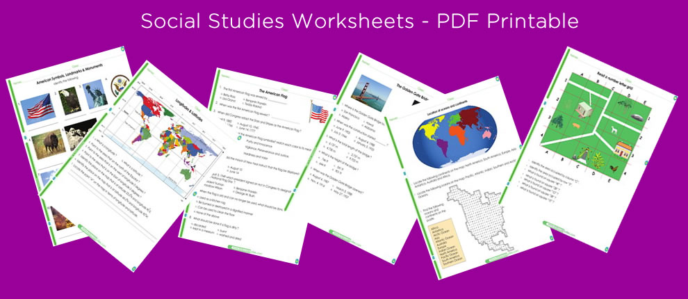 Social Studies activities for children, games, quizzes, worksheets