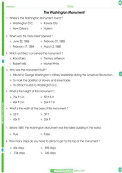 The Washington Monument worksheet for kids.