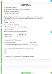 The Bill Of Rights Worksheet for kids. Students will learn about how the constitution was amended.